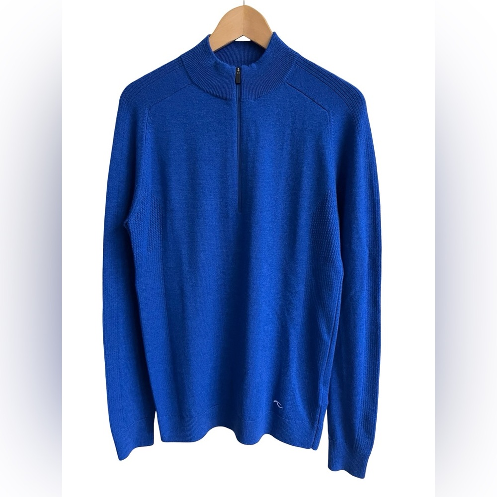 KJUS $249 Kulm 100% Wool Half-zip Blue Ski /Golf Pullover Sweater Sz 48/ S